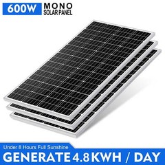 3 x 200W 12V Monocrystalline Solar Panel 600 Watts Solar Module for RV Camping