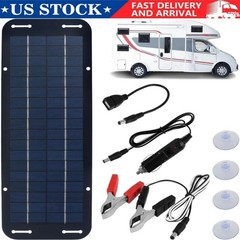 30W Solar Panel 12V Trickle Charger Battery Charger Kit Maintainer Boat Car RV