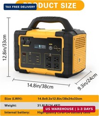 1000W Portable Power Station 1024Wh LiFePO4, (2000W Peak) Backup Battery, Solar