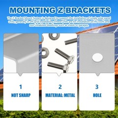4Pcs Solar Panel Z-Bracket Aluminum Stand for Roof Mount Silver Durable Support