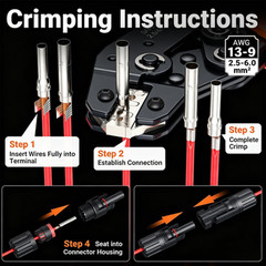 Solar Crimper Tool Kit with MC4 Connectors Wrench for 13-9 AWG 2.5-6mm² Cable