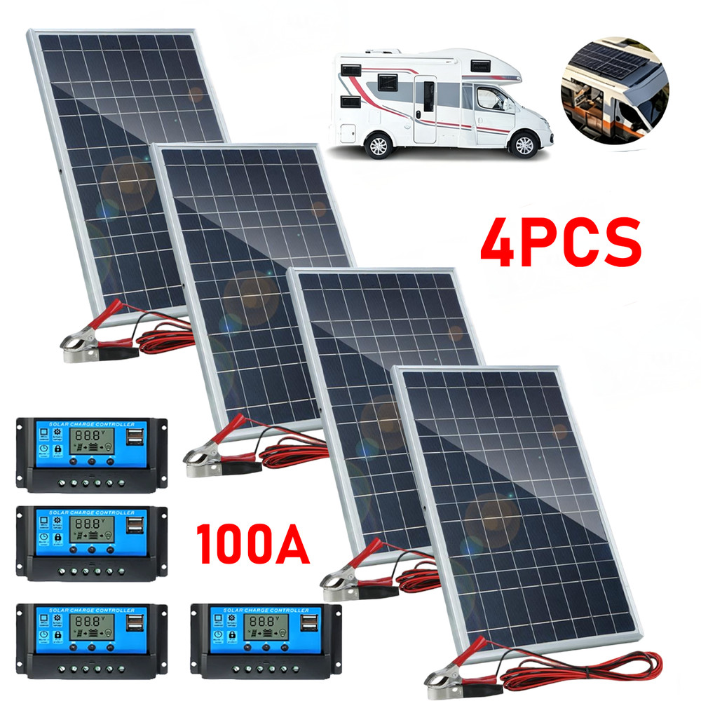 10W Solar Panel 12V Solar Battery Trickle Charger 100A W/ Controller Maintainer