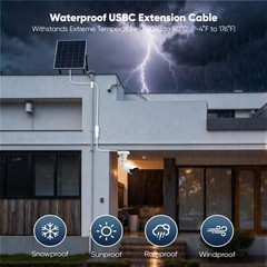 15FT USB-C Extension Cable – Waterproof Male to Female Charger for Solar Panels,