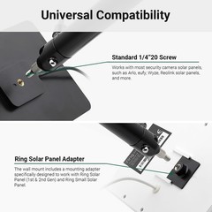 Holicfun Universal Solar Panel Wall Mount for Ring, Eufy, Arlo, Wyze, White