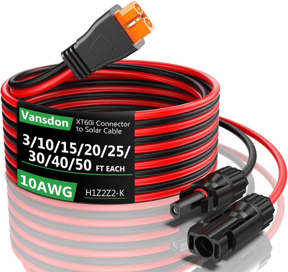 Solar to Xt60I Extension Cable 10AWG 50FT Xt60I Female to Male Connector for RV