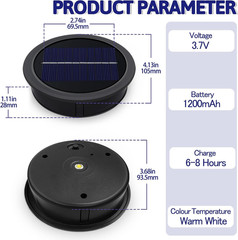 Upgrade Large IP44 Solar Light Replacement Top, 4.13″ Top+3.68″ Bottom, 2PC | Wa