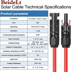Solar Cable 6 Feet 10AWG Solar Extension Cable with Female and Male Connector…