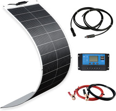 100W Flexible Solar Panel 12V System Kit 10A Charge Controller Cables with Allig