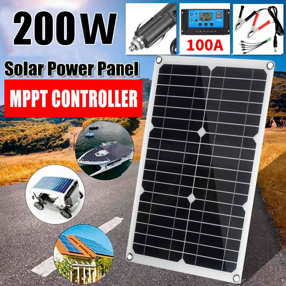 200W Solar Panel 12 Volt Trickle Battery Charger For Caravan Car Van Boat Kits