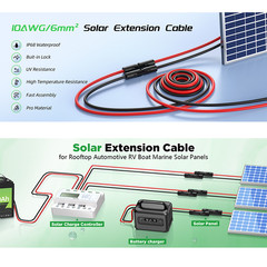 100FT 10 AWG Solar Panel Extension Cable PV Wire Solar Connectors Pair 6mm²