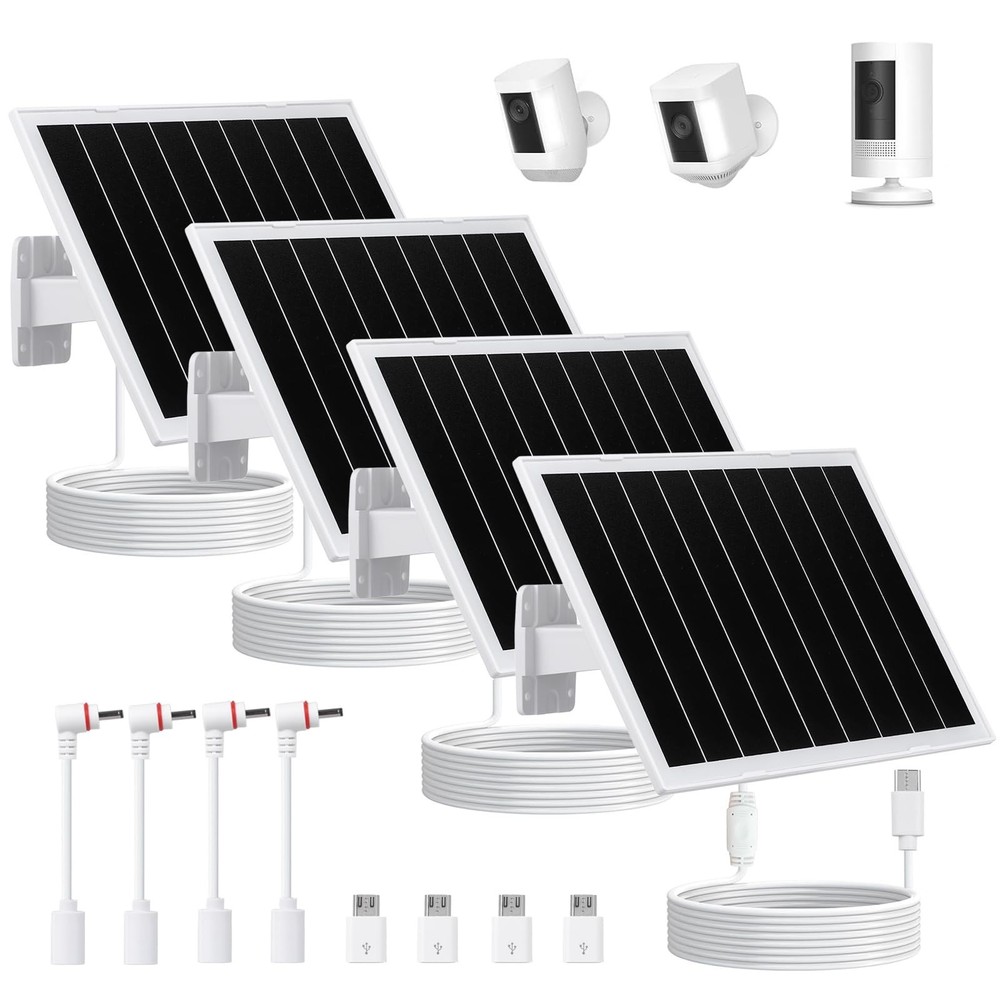 (4 Pack) 8W 5V Solar Panel,IP65 Waterproof Solar Charger with Voltage Regulat…