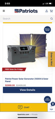 Patriot power solar generator with solar panels, 4000 watts peak out power