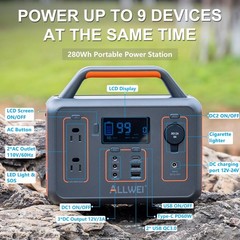 Portable Power Station 300W 280Wh 110V AC DC Solar Generator for Camping CPAP RV
