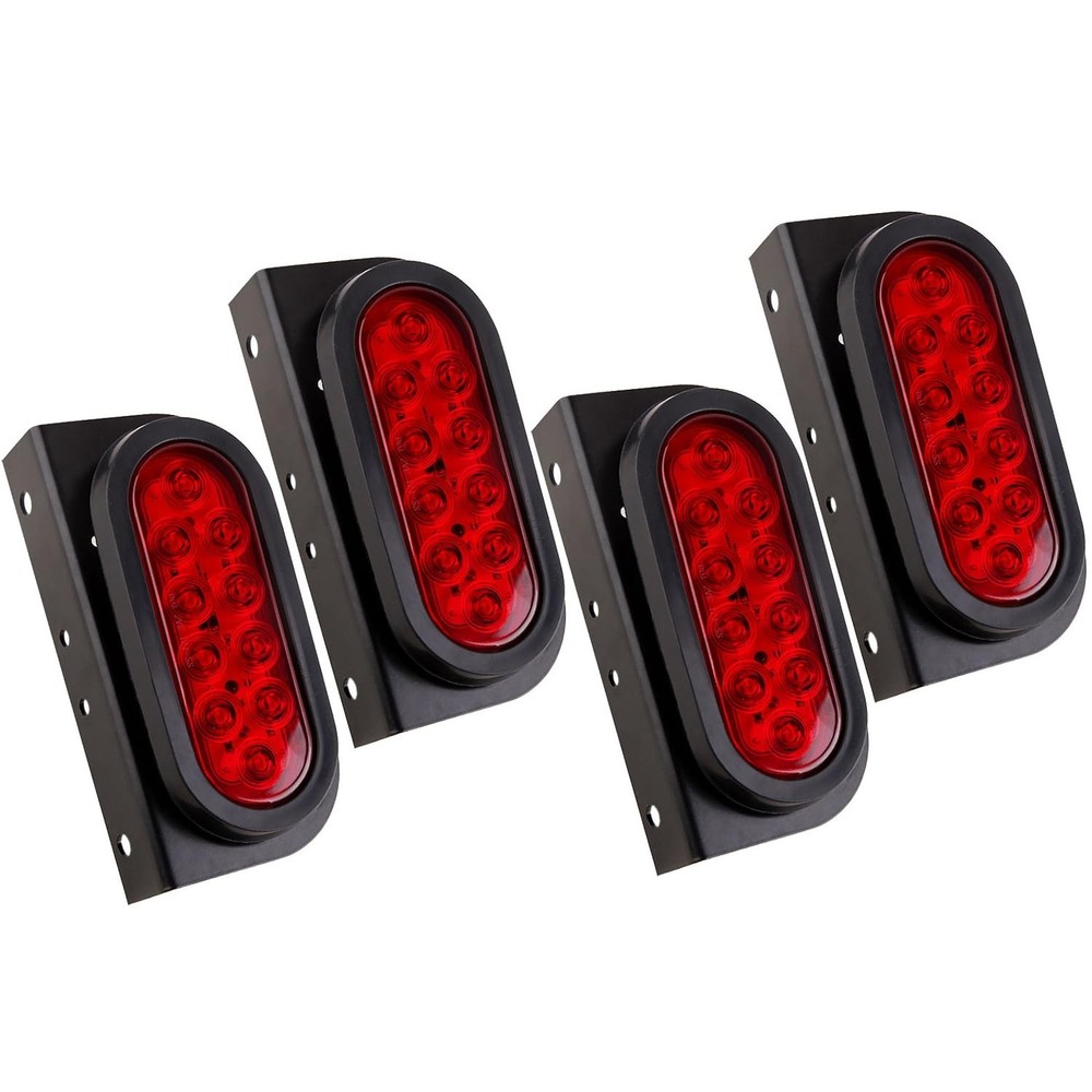 6inch Oval Trailer Tail Lights w/Mounting Brackets 4Pcs Red for RV Truck | Wa…