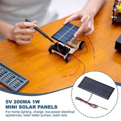 5V 1W 200mA Mini Solar Panels with Cable, 130 x 60mm