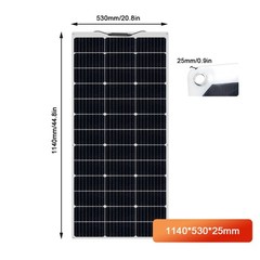 130W Solar Panel Flexible Monocrystalline PV Charging For RV Boat 1140*530*2.5mm