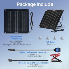 Kit de panel solar 10W 12V, mantenedor de cargador de batería solar