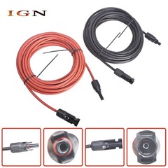 20ft 4mm²/12AWG Solar Panel Extension Cable Wire Connector 1 Pair Black+Red