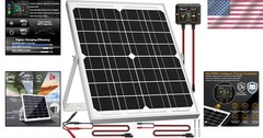 Waterproof 20W Solar Trickle Charger Kit with 360° Adjustable Mounting Bracket