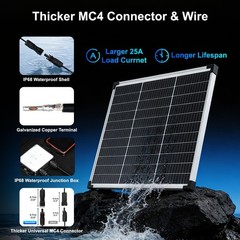 50W Monocrystalline Solar Panel 18V N-Type 16BB, High Efficiency for RV, Marine,