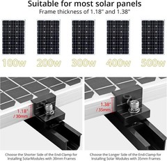 Solar Panel Mounting Brackets,Included 10×4.72 in Rails+4 end Clamps+6 Center