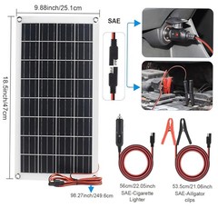 20W Solar Battery Charger 12V Maintainer, 3 Stage, w/ Clips & Plug – Car RV Boat