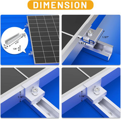 Solar Panel Mounting Brackets Mid and End Clamps and Rails Kit for Roofing Solar