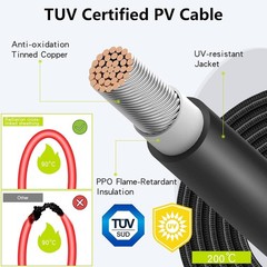 20Ft 10AWG Extension with Protection Cover, Solar Wire with Tool-Free Solar C…