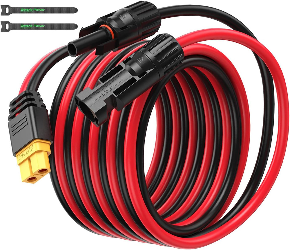 10FT Solar Connector to XT60 Adapter Extension Cable, 12AWG Solar Panel to XT60