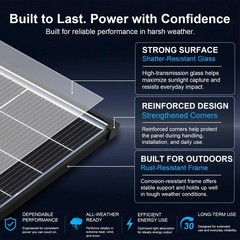 400W Solar Panel, 12V 2Pcs 200 Watt Solar Panels, 25.2% HighEfficiency