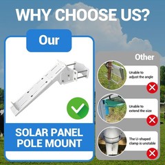Adjustable Solar Panel Pole Mount Bracket Kit For 0-50W Panels Outdoor Use