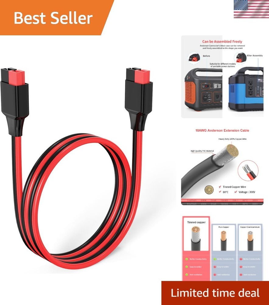 10AWG 2FT Anderson Extension Cable 2 6 10 20 35 50FT Solar Extension Cable An…
