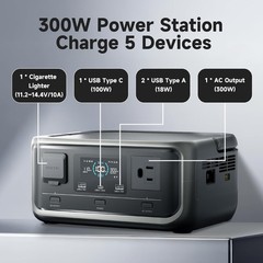 Portable Power Station LiFePO4 Battery 300W Solar Generator UPS for Camping RV