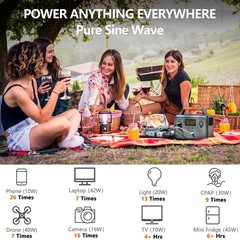 Portable Power Station 300W 280Wh 110V AC DC Solar Generator for Camping CPAP RV