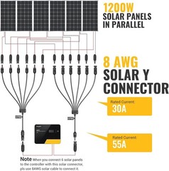 Solar Y Connectors 1 to 6 Parallel Connectors Extra Long, 1 Pair | Solar Pane…