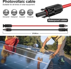 3FT 10AWG Solar Extension Cable – UV Resistant & Weatherproof Connectors