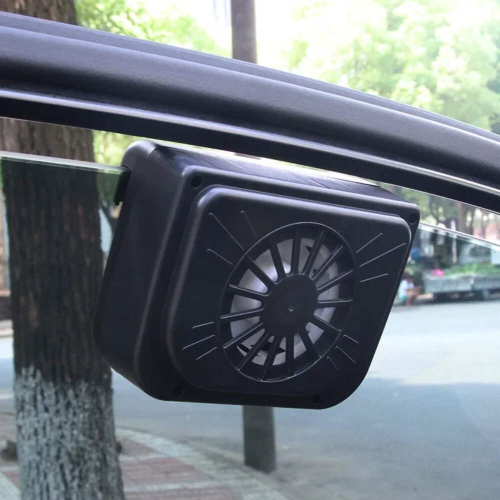 NEW Solar Powered Car Exhaust Fan Car Window Fan Cooling Radiator Energy Saving