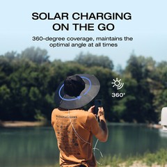 EcoFlow Power Hat Solar Charging Bucket Fishing Hat Dual USB-A/C Ports 22.8 in