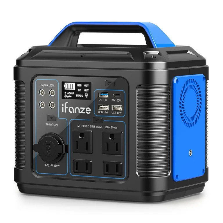 iFanze Portable Power Station 300W, 296Wh 80000mAh Lithium Battery Power Solar G