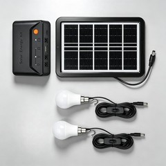 Grennova Portable Solar Light Kit USB Charger 2PCS Switch LED Bulbs