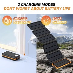 46800mAh Portable 6 Solar Panel Folding Power Bank Outdoor Camping Phone Charger