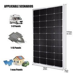 200W 12V Solar Panel High Efficiency Monocrystalline Marine Home Off-Grid Power