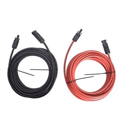 25 Feet 1 Pair 10AWG Black + Red Solar Panel Extension Cable Wire Connector