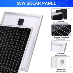 Solar Panel Kit 50W with 10A Charge Controller Monocrystalline Solar Panel Ki…