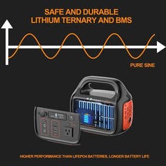 Portable Power Station 296Wh 300W Solar Generator with 100W Solar Panel Backup