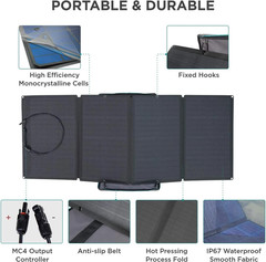 160W Portable Solar Panel for Power Station, Foldable Solar Charger with Adjusta