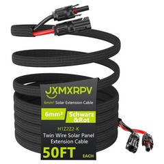 50Ft 10AWG Solar Cable Extension with Protection Cover, Solar Wire with Tool-…