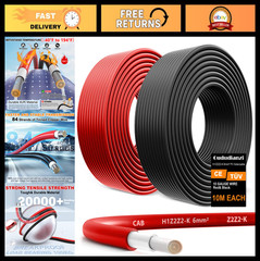 32.8FT Solar Panel Cable 10AWG Tinned Copper Wire for RV, Boat, Automotive, Outd