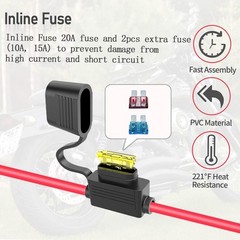 14 AWG 2 FT SAE Splitter Extension Cable 1 to 4 SAE Adapter with Polarity Revers
