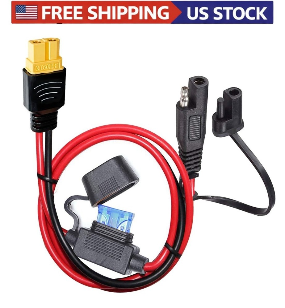 SAE to XT60 Adapter Cable FOR Solar Battery 10AWG Fuse Connector